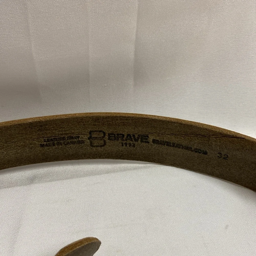 Brave Men's Camouflage Leather Belt with Brass Buckle NWT